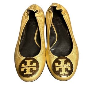 Tory Burch metallic gold ballet flats size 5 1/2 M